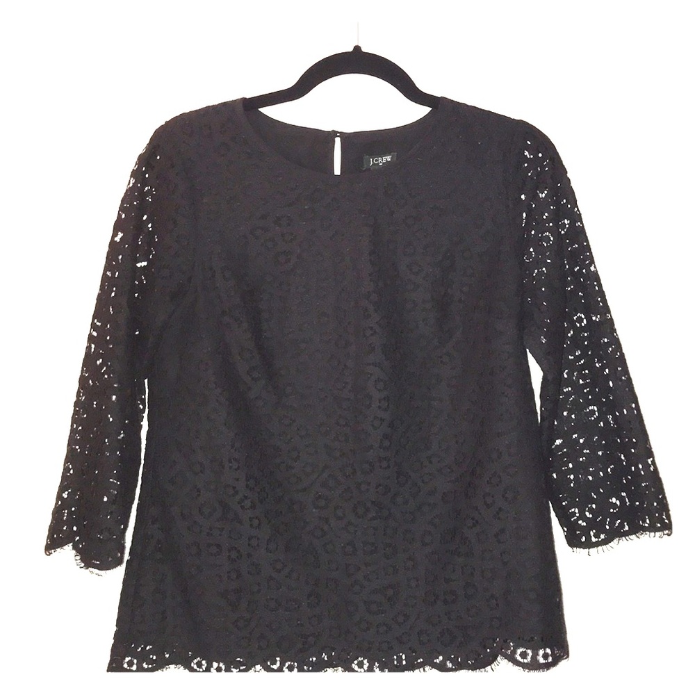 Black crochet J. Crew top